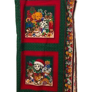 Fabric for Christmas Pillow Covers Puppy Kitten Cranston Print 100% Cotton USA